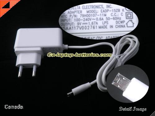  image of DELTA EADP-15ZB K ac adapter, 9V 1.67A EADP-15ZB K Notebook Power ac adapter DELTA9V1.67A15W-HTC-EU-W