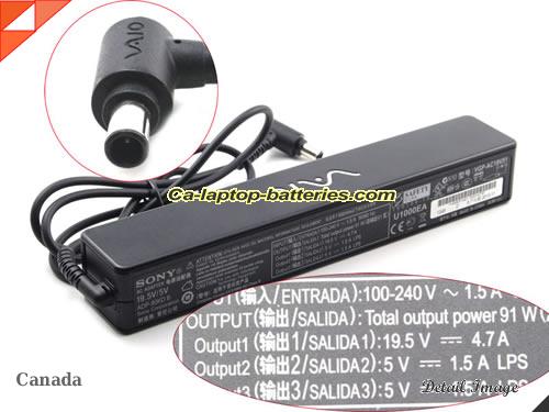  image of SONY PCGA-AC19V6 ac adapter, 19.5V 4.7A PCGA-AC19V6 Notebook Power ac adapter SONY19.5V4.7A-long-5V-2USB