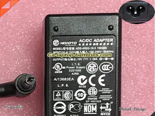 ACER G196WL adapter, 19V 1.58A G196WL laptop computer ac adaptor, HOIOTO19V1.58A30W-5.5x2.1mm