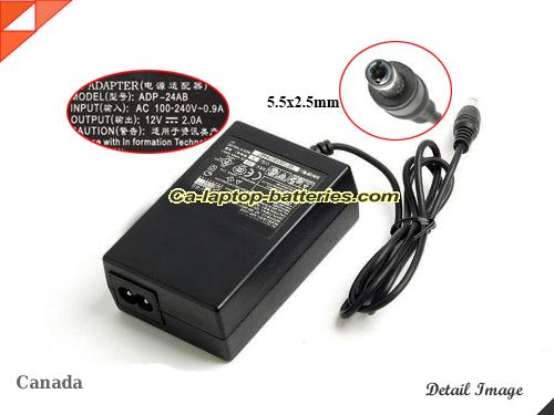  image of DELTA ADP-24AB ac adapter, 12V 2A ADP-24AB Notebook Power ac adapter DELTA12V2A24W-5.5x2.5mm-AB
