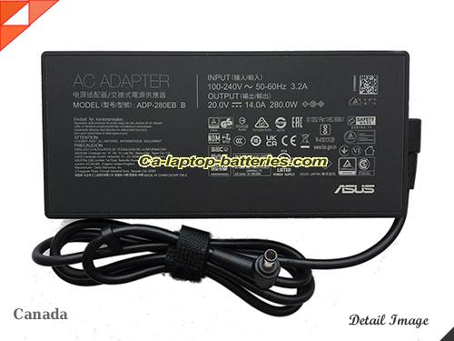  image of ASUS ADP-280EB B ac adapter, 20V 14A ADP-280EB B Notebook Power ac adapter ASUS20V14A280W-6.0x3.7mm-thin