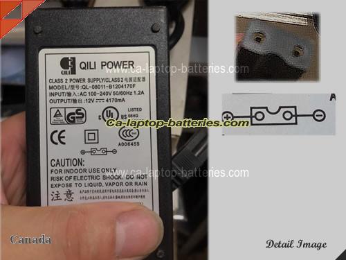  image of QILI POWER QL-08011-B1204170F ac adapter, 12V 4.17A QL-08011-B1204170F Notebook Power ac adapter QILIPOWER12V4.17A50W-2Holes