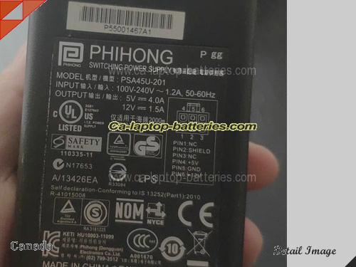  image of PHIHONG PSA45U-201 ac adapter, 12V 1.5A PSA45U-201 Notebook Power ac adapter PHIHONG12V1.5A38W-PSA45U-201