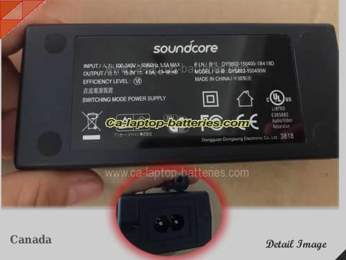  image of SOUNDCORE DYS602-150400-18418D ac adapter, 15V 4A DYS602-150400-18418D Notebook Power ac adapter SOUNDCORE15V4A60W-5.5x2.1mm