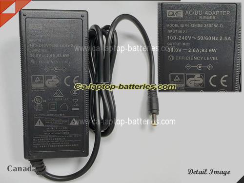  image of GVE GM95-360260-D ac adapter, 36V 2.6A GM95-360260-D Notebook Power ac adapter GVE36V2.6A93.6W-5.5x21mm