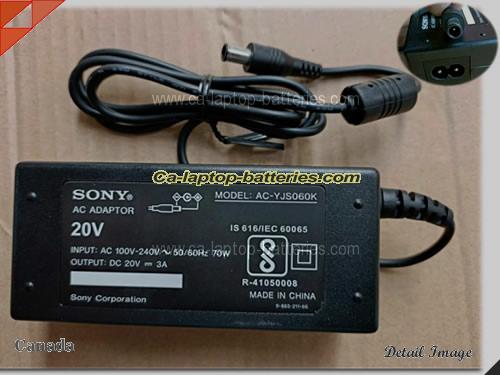  image of SONY AC-YJS060K ac adapter, 20V 3A AC-YJS060K Notebook Power ac adapter SONY20V3A60W-6.5x4.0mm-IN