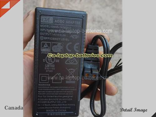  image of GVE GM95-140600-D ac adapter, 14V 6A GM95-140600-D Notebook Power ac adapter GVE14V6A84W-RF-2Holes