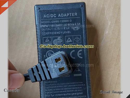  image of GVE GM95-135600-D ac adapter, 13.5V 6A GM95-135600-D Notebook Power ac adapter GVE13.5V6A81W-RF-2Holes