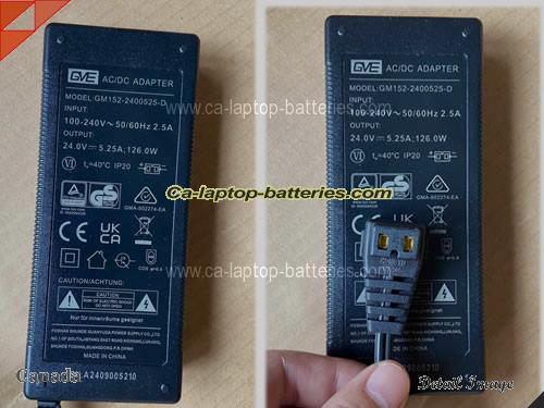  image of GVE GM152-2400525-D ac adapter, 24V 5.25A GM152-2400525-D Notebook Power ac adapter GVE24V5.25A126W-RF-2Holes