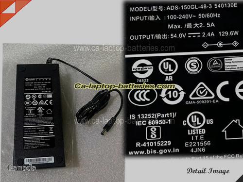  image of HOIOTO ADS-150GL-48-3 540130E ac adapter, 54V 2.4A ADS-150GL-48-3 540130E Notebook Power ac adapter HOIOTO54V2.4A129.6W-5.5x2.1mm