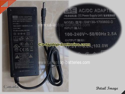  image of GVE GM130-1700600-D ac adapter, 17V 6A GM130-1700600-D Notebook Power ac adapter GVE17V6A102W-5.5x2.5mm