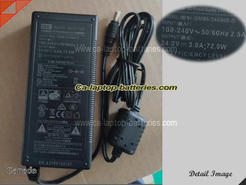  image of GVE GM95-240300-D ac adapter, 24V 3A GM95-240300-D Notebook Power ac adapter GVE24V3A72W-5.5x2.1mm