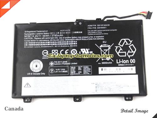 LENOVO 20DM000ECD Battery 3785mAh, 56Wh  14.8V Black Li-ion
