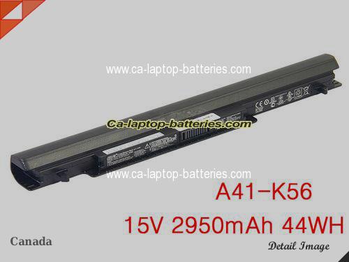 Genuine ASUS K56CB-XX101H Battery For laptop 2950mAh, 44Wh , 15V, Black , Li-ion