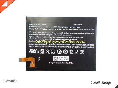 ACER KT0010N001 Battery 3780mAh, 14.06Wh  3.8V Black Li-Polymer