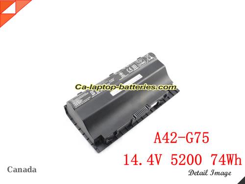ASUS A42-G75 A42G75 Battery 5200mAh, 74Wh  14.4V Black Li-ion