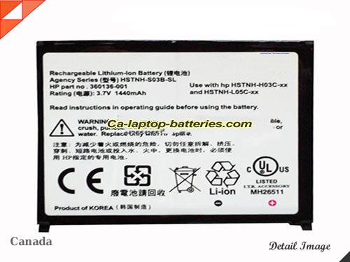 HP 360136-001 Battery 1440mAh 3.7V Black Li-Polymer