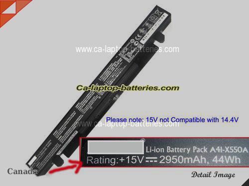 Genuine ASUS P550LC Battery For laptop 2950mAh, 44Wh , 15V, Black , Li-ion