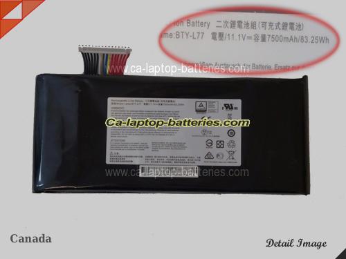 Genuine MSI WT72 6QK16H11 Battery For laptop 7500mAh, 83.25Wh , 11.1V, Black , Li-ion