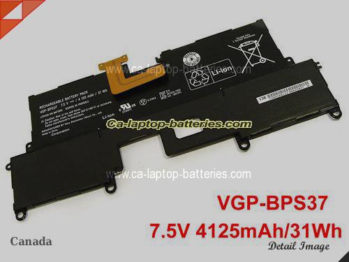 Genuine SONY VAIO SVP11216ST Battery For laptop 4125mAh, 31Wh , 7.5V, Black , Li-ion