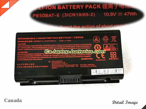 CLEVO PB50BAT-6 Battery 4200mAh, 47Wh  10.8V Black Li-ion
