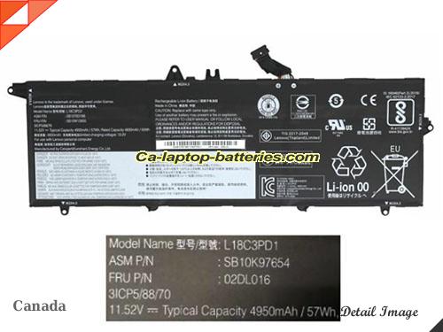 LENOVO 02DL016 Battery 4950mAh, 57Wh  11.52V Black Li-Polymer