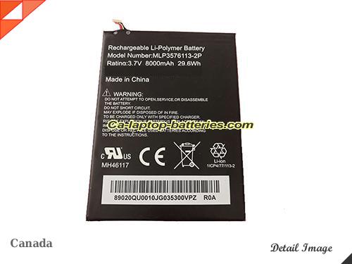 MCNAIR P3576113-2P Battery 8000mAh, 29.6Wh  3.7V Black Li-Polymer