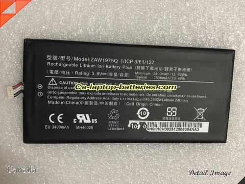 ACER ZAW1975Q Battery 3400mAh, 12.92Wh  3.8V Black Li-Polymer