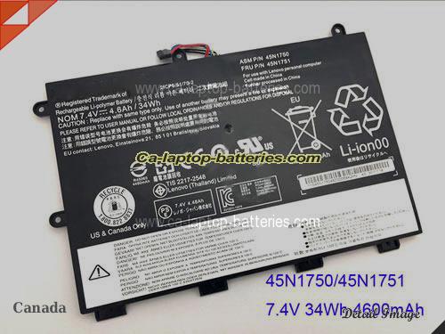 Genuine LENOVO ThinkPad 11e(20DA-A000CAU) Battery For laptop 34Wh, 7.4V, Black , Li-Polymer