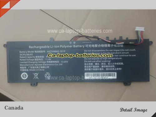 HASEE AEC508865-3S1P Battery 4700mAh, 53.58Wh  11.4V Black Li-Polymer