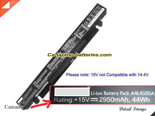 ASUS A41-X550A Battery 2950mAh, 44Wh  15V Black Li-ion