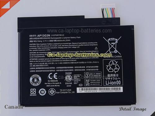 Genuine ACER Iconia W3-810 Tablet Battery For laptop 6800mAh, 25Wh , 3.7V, Black , Li-Polymer