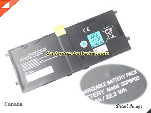 Genuine SONY SGPBP03 Laptop Computer Battery  Li-ion 6000mAh, 22.2Wh Black In Canada 