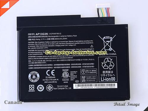 Genuine ACER AP13G3N Laptop Computer Battery  Li-ion 6800mAh, 25Wh Black In Canada 