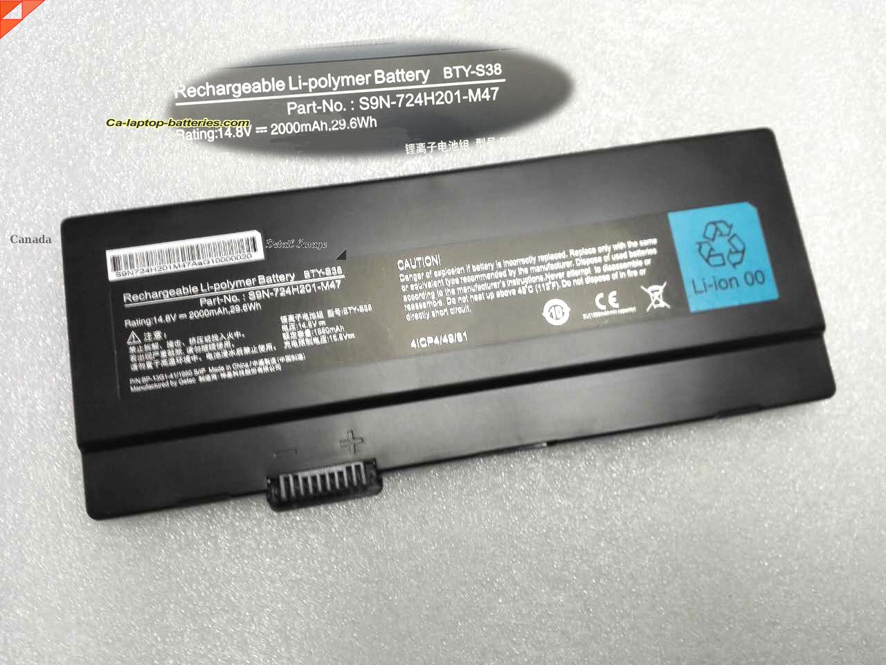 Genuine MSI S9N-724H201-M47 Laptop Computer Battery BTY-S38 Li-ion 2000mAh, 29.6Wh Black In Canada 