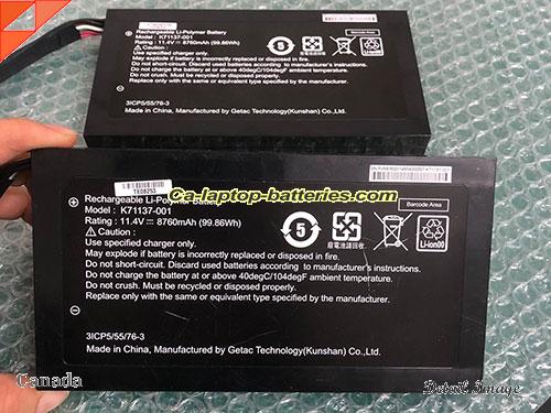 Genuine GETAC 3ICP5/55/76-3 Laptop Computer Battery K71137-001 Li-ion 8760mAh, 99.86Wh  In Canada 