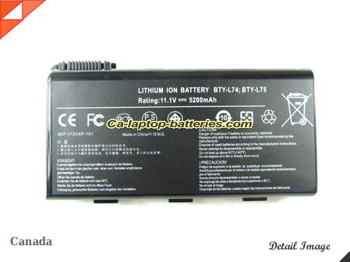 Replacement MSI BTY L75 Laptop Computer Battery S9N-2062210-M47 Li-ion 5200mAh Black In Canada 