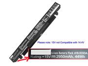 Original ASUS A41-X550A battery 15V 2950mAh, 44Wh  Black