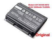 Original CLEVO 6-87-X510S-4D72 battery 14.8V 5200mAh, 76.96Wh  Black