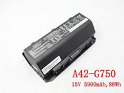 Original ASUS A42-G750 battery 15V 5900mAh, 88Wh  Black