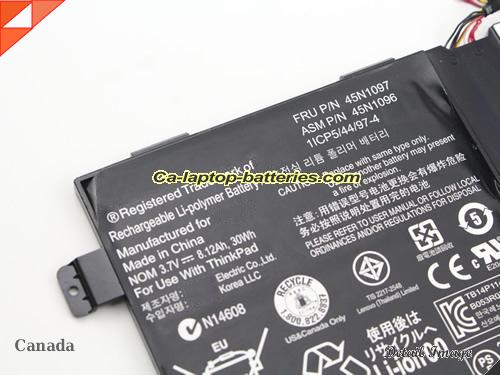  image 5 of 45N1721 Battery, CAD$100.35 Canada Li-ion Rechargeable 30Wh, 8.12Ah LENOVO 45N1721 Batteries