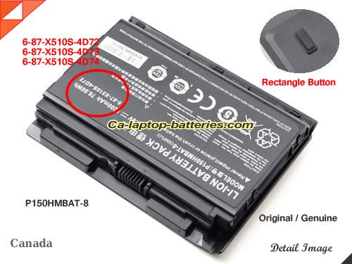  image 1 of 6-87-X510S-4D74 Battery, Canada Li-ion Rechargeable 5200mAh, 76.96Wh  CLEVO 6-87-X510S-4D74 Batteries