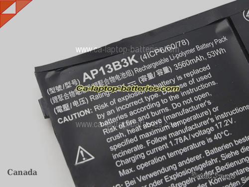  image 2 of Genuine ACER Aspire P3-171-3322Y2G06as Battery For laptop 3460mAh, 53Wh , 15V, Black , Li-Polymer