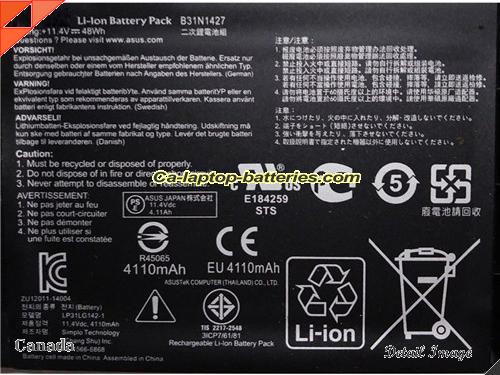  image 2 of B31N1427 Battery, CAD$73.17 Canada Li-ion Rechargeable 4110mAh, 48Wh  ASUS B31N1427 Batteries