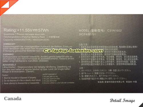  image 2 of 0B20002090000 Battery, CAD$68.86 Canada Li-ion Rechargeable 4930mAh, 57Wh  ASUS 0B20002090000 Batteries