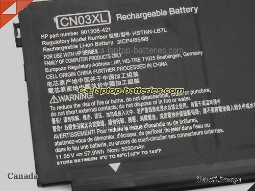  image 2 of CN03XL Battery, Canada Li-ion Rechargeable 5020mAh, 57.95Wh  HP CN03XL Batteries