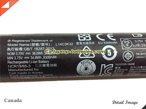  image 2 of L14C3K32 Battery, CAD$Coming soon! Canada Li-ion Rechargeable 9600mAh, 36Wh  LENOVO L14C3K32 Batteries