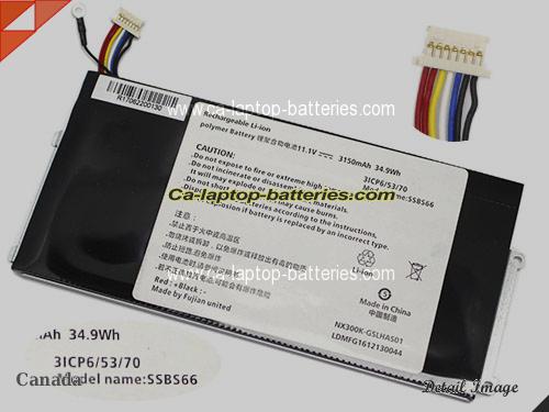  image 1 of SSBS66 Battery, Canada Li-ion Rechargeable 3150mAh, 34.9Wh  HASEE SSBS66 Batteries