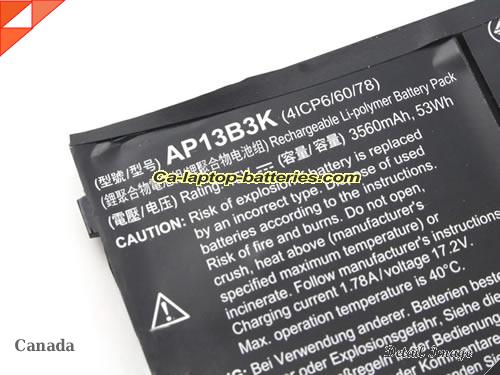  image 2 of AP13B3K Battery, Canada Li-ion Rechargeable 3460mAh, 53Wh  ACER AP13B3K Batteries