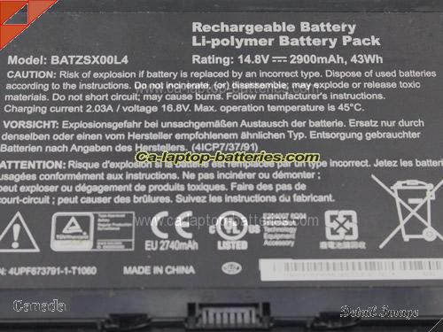  image 2 of Genuine MOTION Tablet R001 Battery For laptop 2900mAh, 43Wh , 14.8V, Black , Li-ion